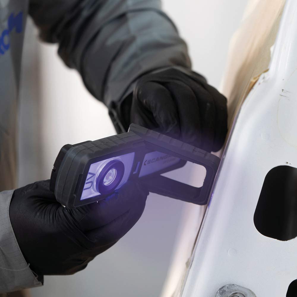 SCANGRIP UV-Light, Rechargeable LED UV Curing Light for Small and Medium Areas, Belt Clip, Sturdy Hook, Built-in Magnet, can be Used on Plastic and Heat Sensitive Material