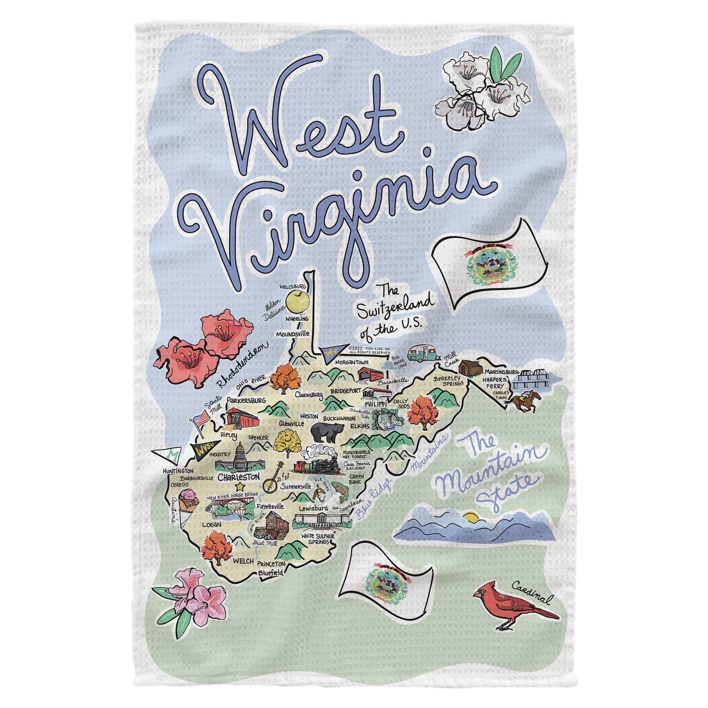 Fish Kiss® 16"x24" Map Dish Towel is of 100% Microfiber Waffle Weave Making it Super Absorbent, Soft & Machine Washable - Map Kitchen Towel,Map Dish Cloth is Multi Purpose
