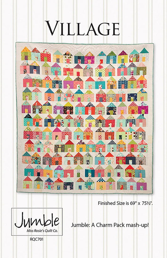 Village - Jumble: A Charm Pack mash-up! Quilt Pattern from Miss Rosie's Quilt Co. 69" x 75.5" - RQC701