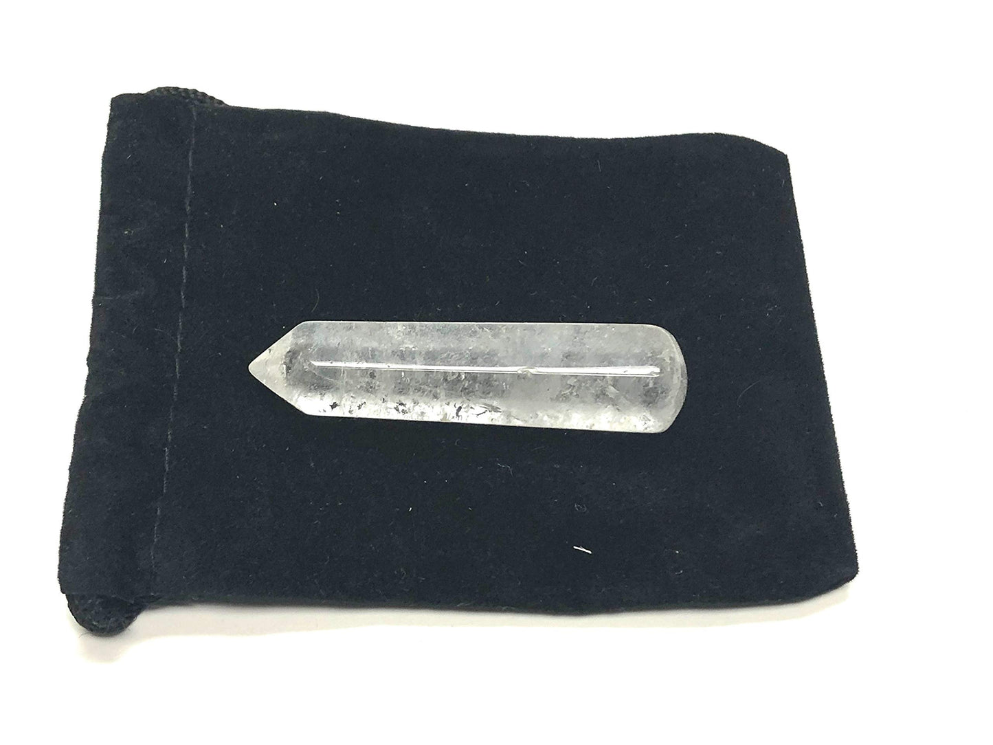 Zentron Crystal Collection: 60MM All Natural Gemstone Crystal 2"+ Wand and Velvet Pouch (Clear Quartz)