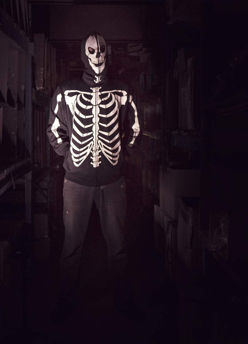 Calhoun Men's Glow in The Dark Skeleton Costume Zip Hoodie