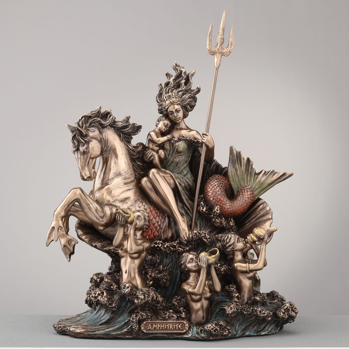 Veronese Design 9 5/8 Inch Amphitrite The Greek Goddess of The Sea Cold Cast Resin Bronze Finish Sculpture