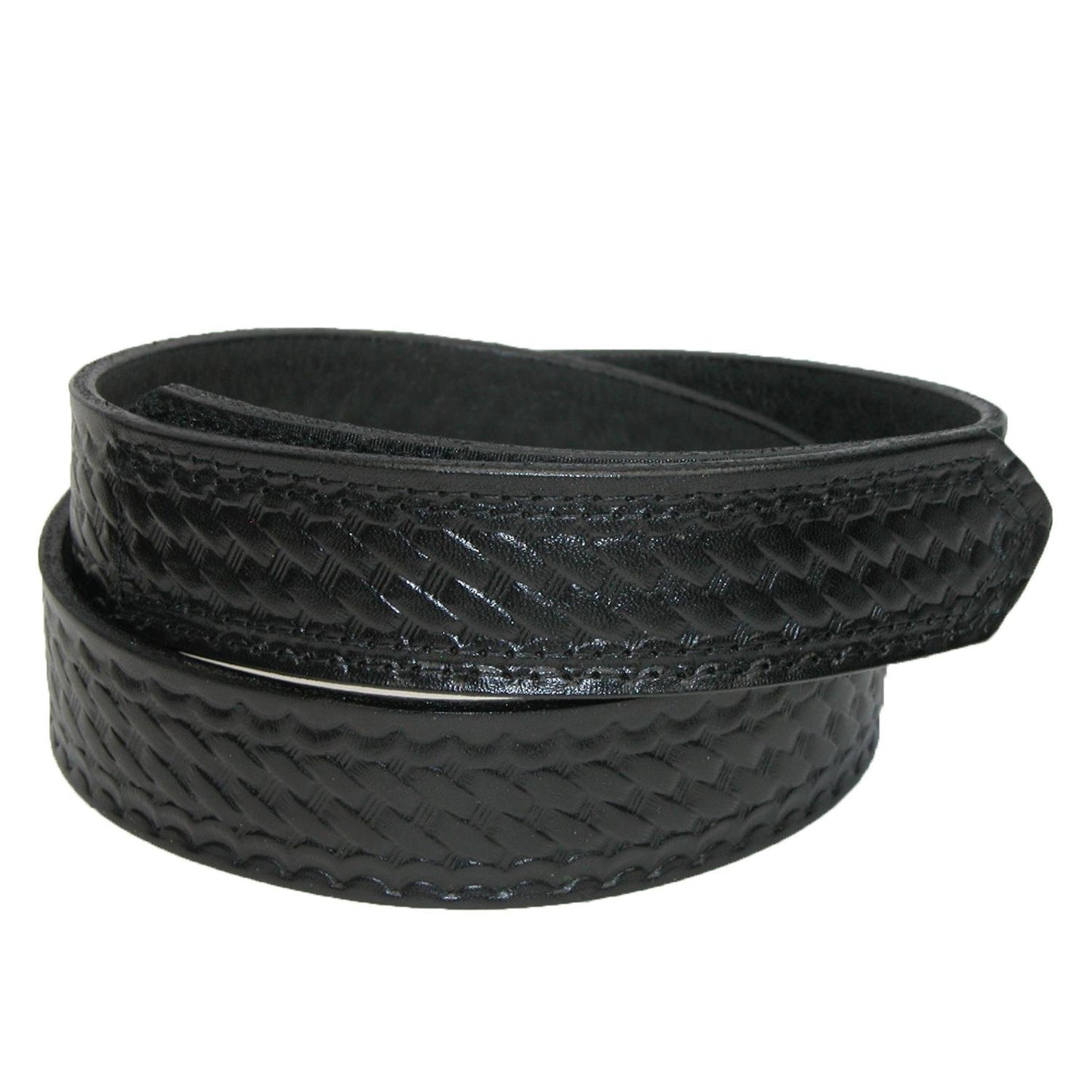 Boston Leather Men's Leather Basketweave Hook and Loop Mechanics Belt