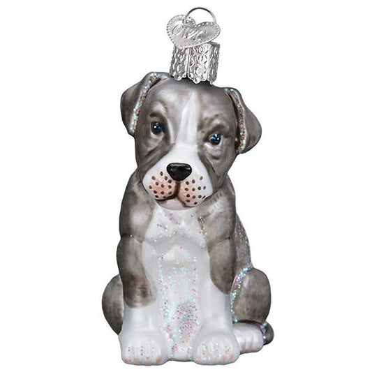 Old World Christmas Ornaments Pitbull Pup Glass Blown Ornaments for Christmas Tree