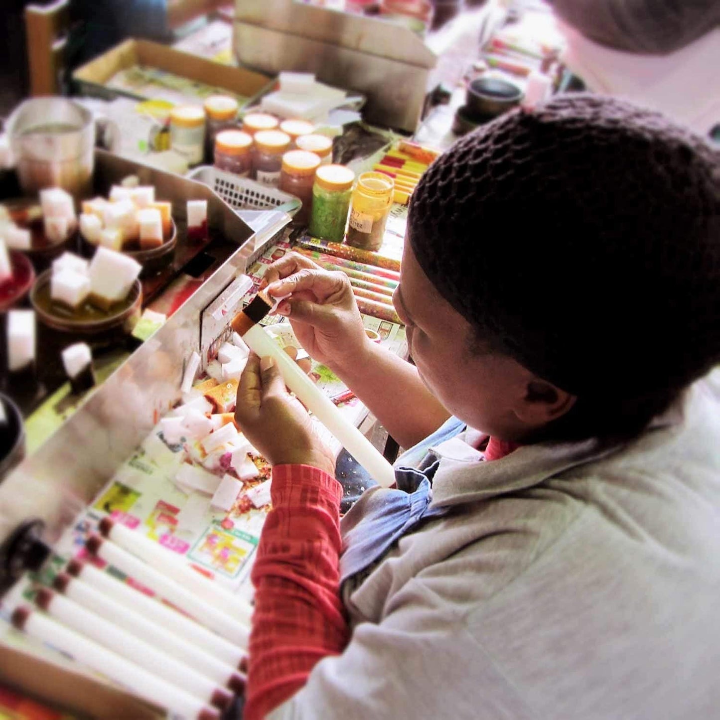 Global Crafts Hand-Painted Unscented Candles in African Designs