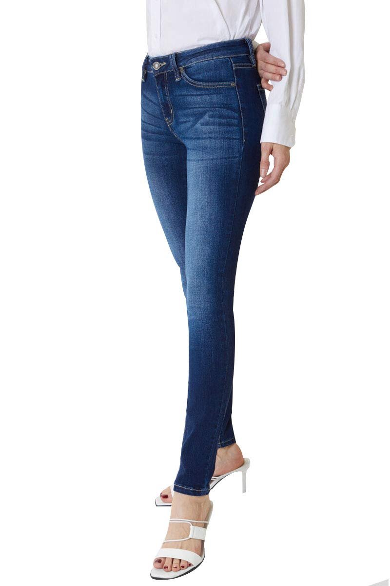 KanCan Women's Mid Rise Skinny Jeans Dark Wash KC7085DH , Dark Wash , 13/30