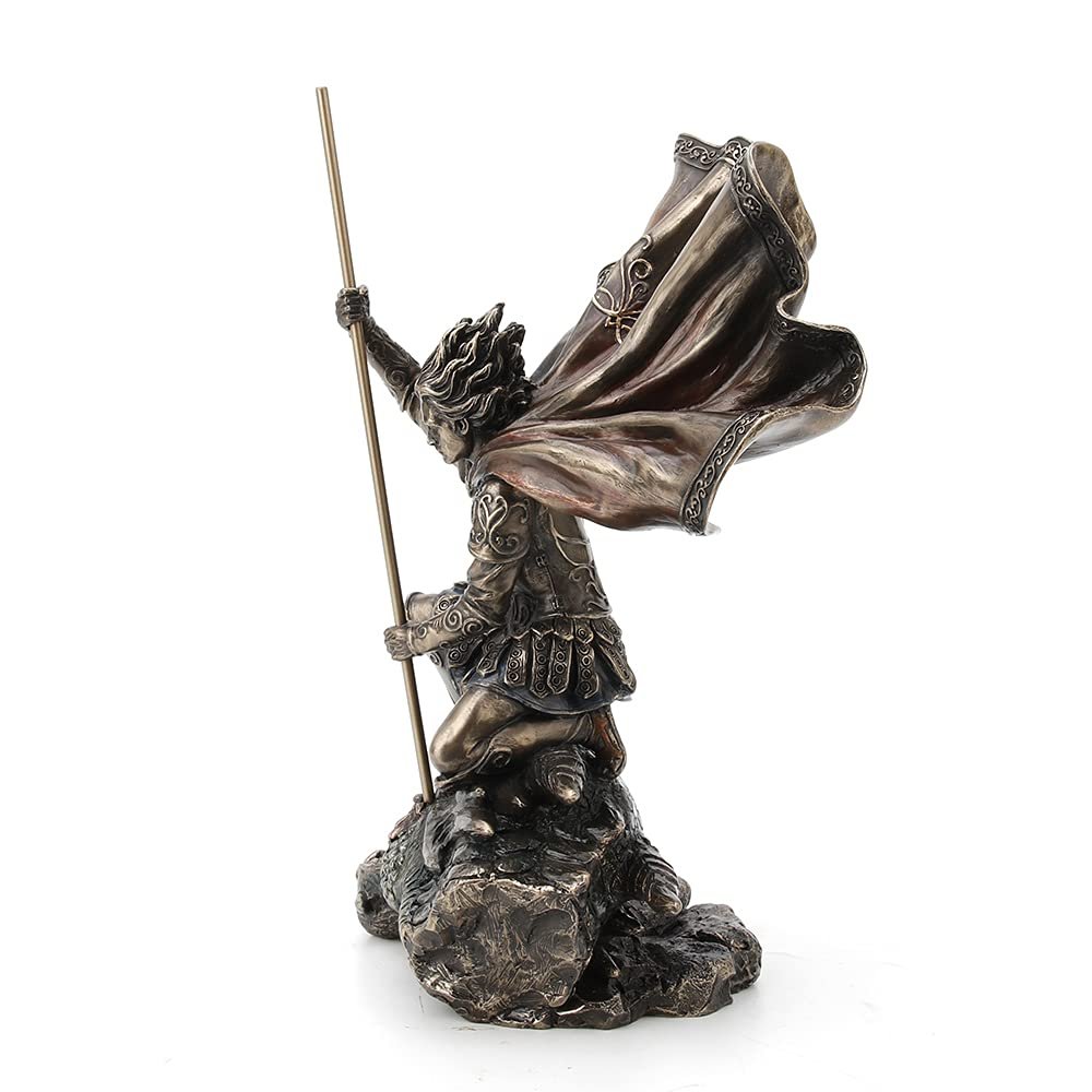 Veronese Design 11 3/8 Inch Saint George The Dragon Slayer Fantasy Statue Cold Cast Bronzed Resin Home Decor Collectible