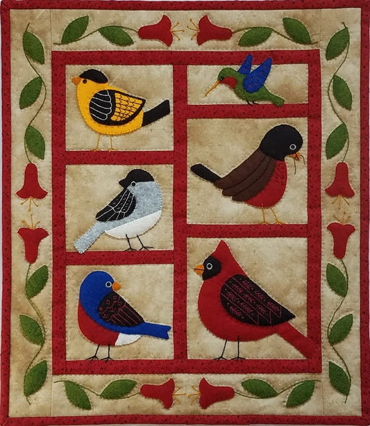 Wall Quilt Kit by Rachel's of Greenfield, Backyard Birds Wall Quilt Kit 13''x15'',Wall Hanging Kit, white