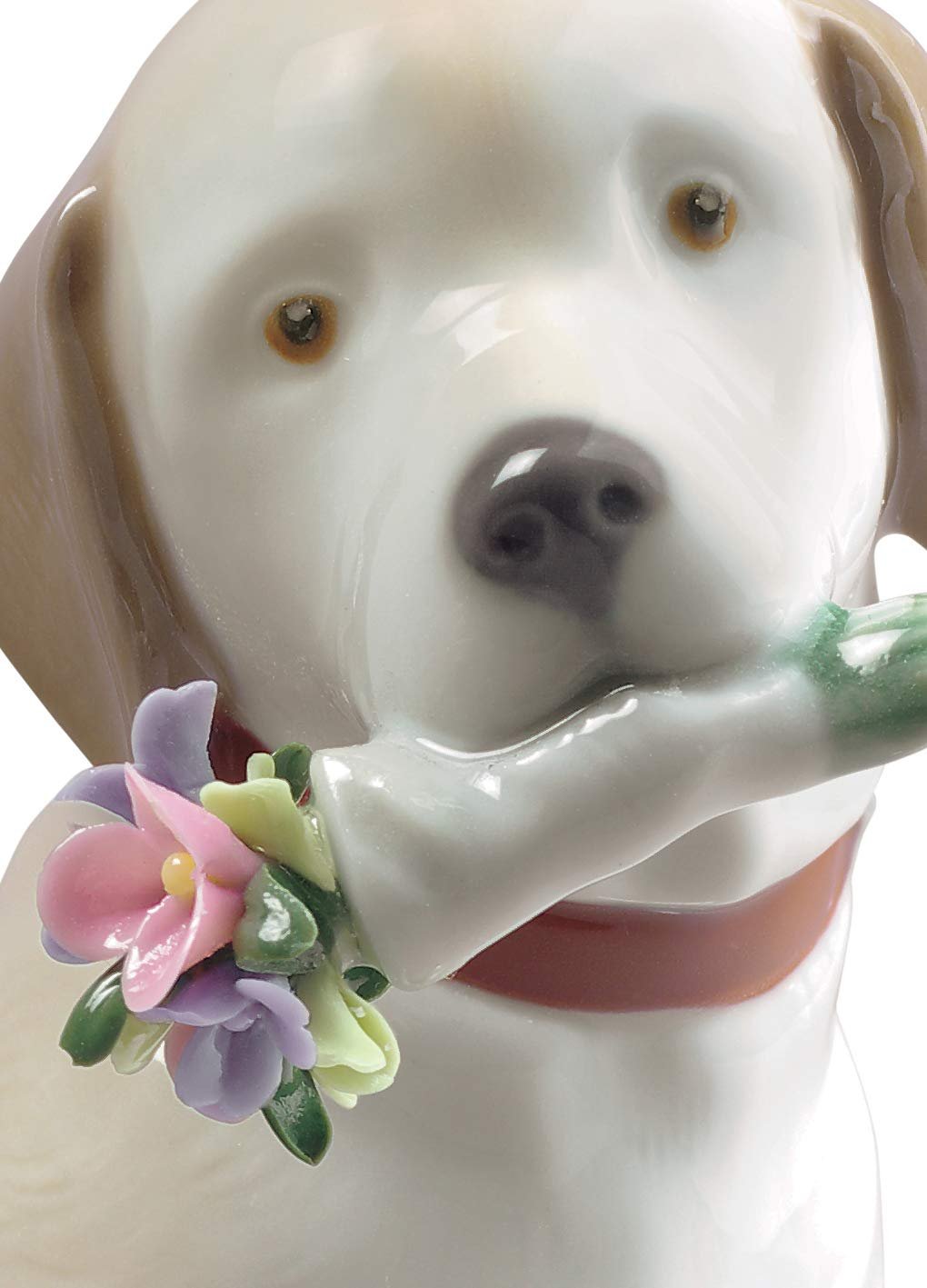 LLADRÓ This Bouquet is for You Dog Figurine. Porcelain Dog Figure.