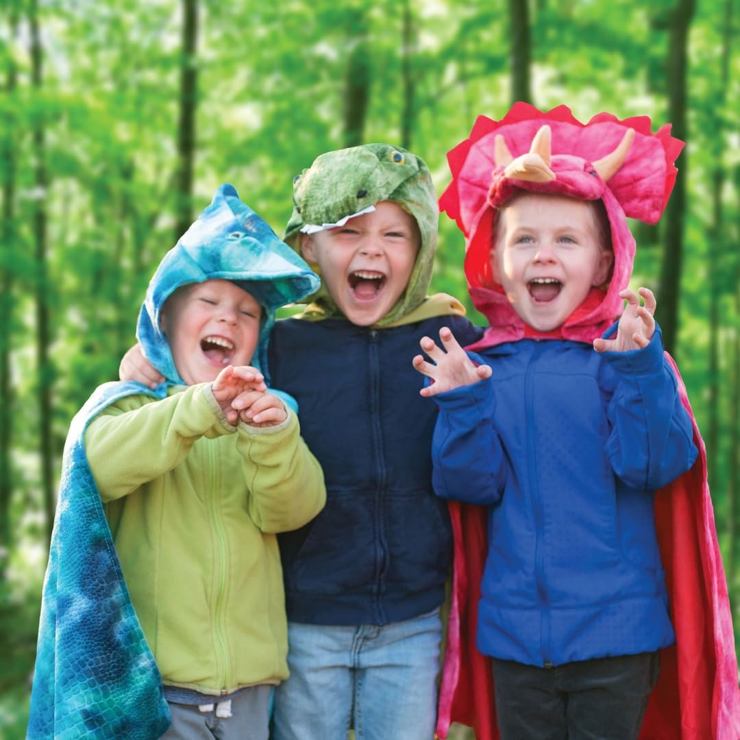 Great Pretenders Triceratops Hooded Cape for Kids, Size 4-5 | Dinosaur Costume for Imaginative Play
