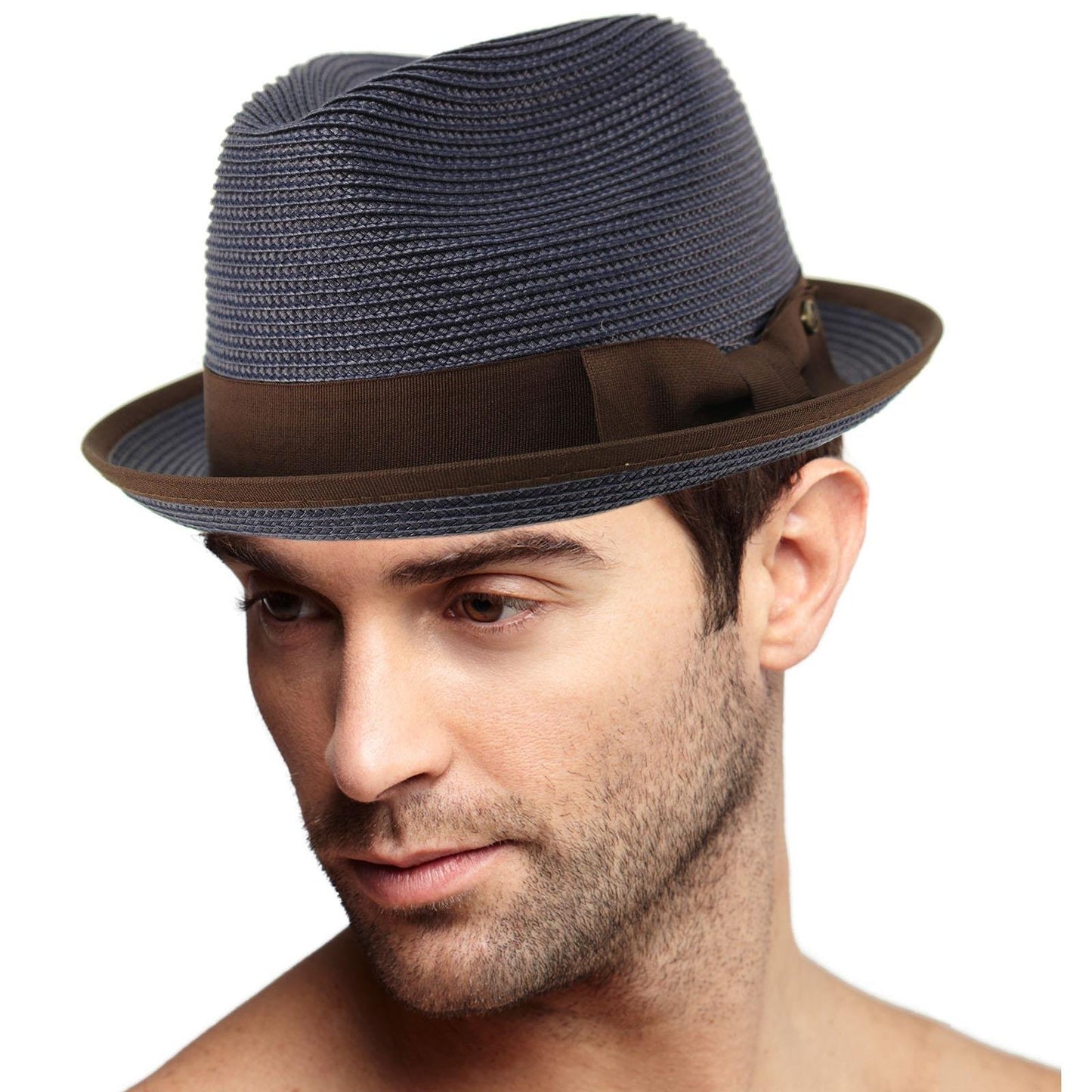 Epoch Men's Classy Travel Crushable 2tone Derby Fedora Upturn Curl Brim Hat