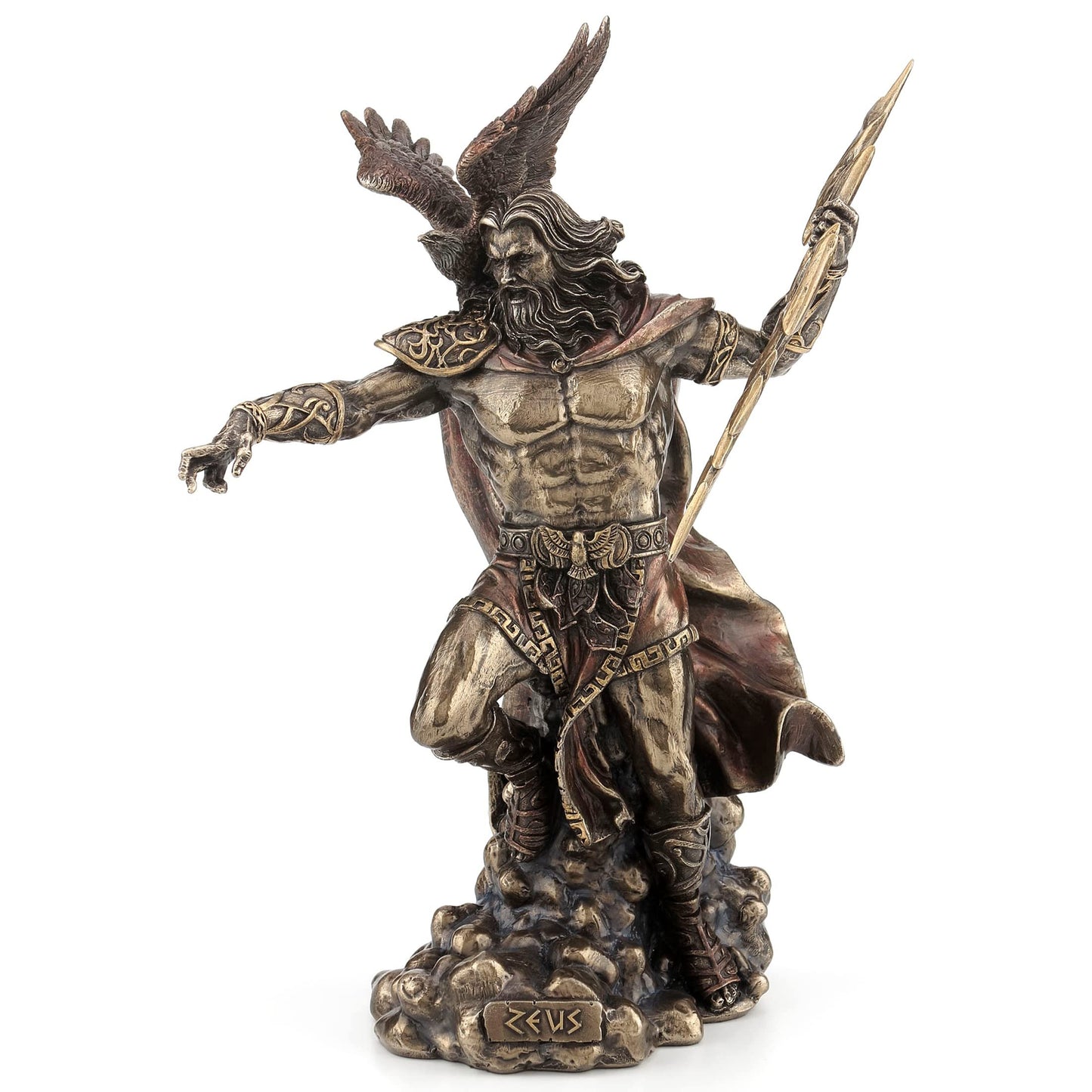 Veronese Design 11 3/4" Zeus Greek God Holding Thunderbolt with Eagle Cold Cast Resin Statue Antique Bronze Finish Sculpture