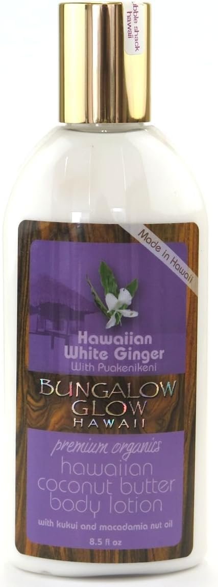 Hawaiian Bungalow Glow Organic Coconut Butter Body Lotion White Ginger