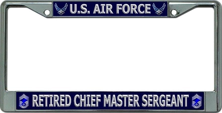 U.S. Air Force Retired Chief Master Sergeant Chrome License Plate Frame
