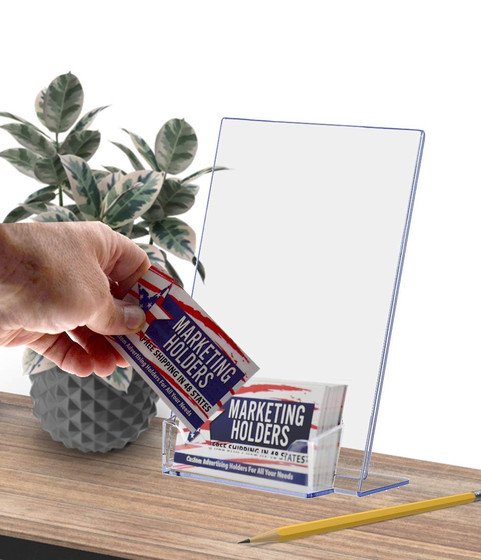 Marketing Holders Slant Back Ad Frame with attached Card Holder