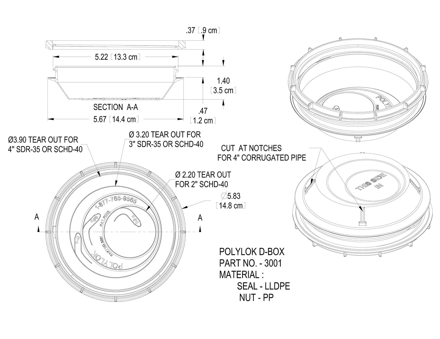 Polylok 4" D-Box Seal & Nut (fits: 2", 3" & 4" pipe)