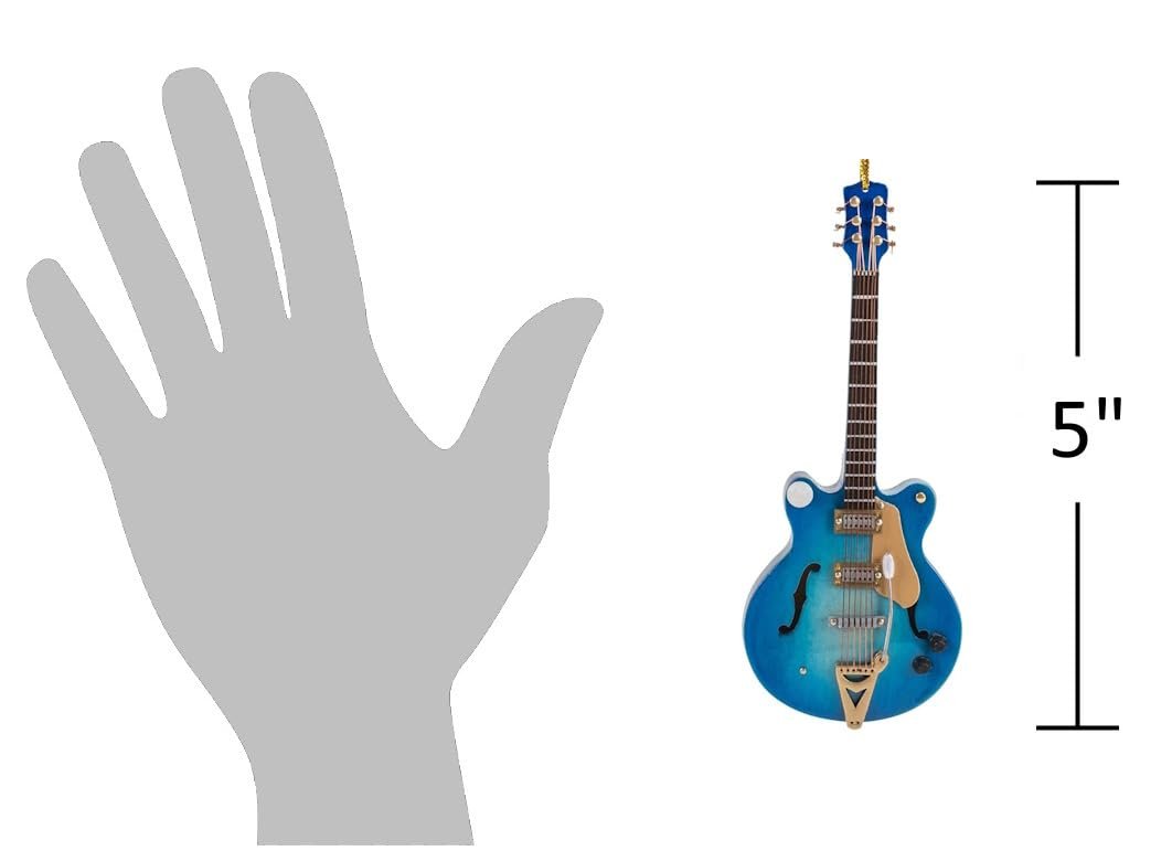 Broadway Gift Co Navy Fade Electric Guitar 5 inch Wood Hanging Ornament with Red Gift Box