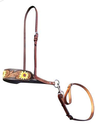Showman Hand Painted Sunflower Leather Noseband Tie Down w/Strap