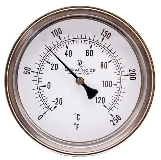 Industrial Bimetal Thermometer 3" Face - Stainless Steel Case w/Calibration Dial