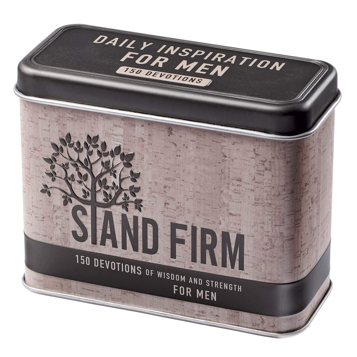 Christian Art Gifts Scripture Verse Prayer Devotional Cards for Men, Dad, and Teens: Stand Firm Set of 150 Inspirational Bible Verse Classic Devotions, 75 Double-Sided Cards in Sturdy Storage Tin Box
