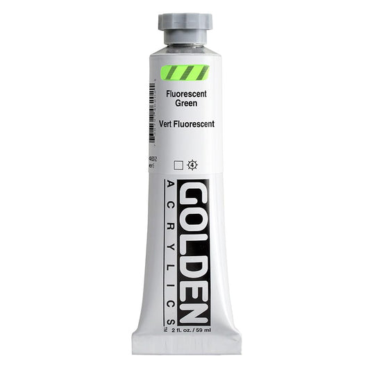 GOLDEN Heavy Body Acrylics, Fluorescent Green, 2 fl. oz. Tube, Professional Acrylic Paint, Transparent