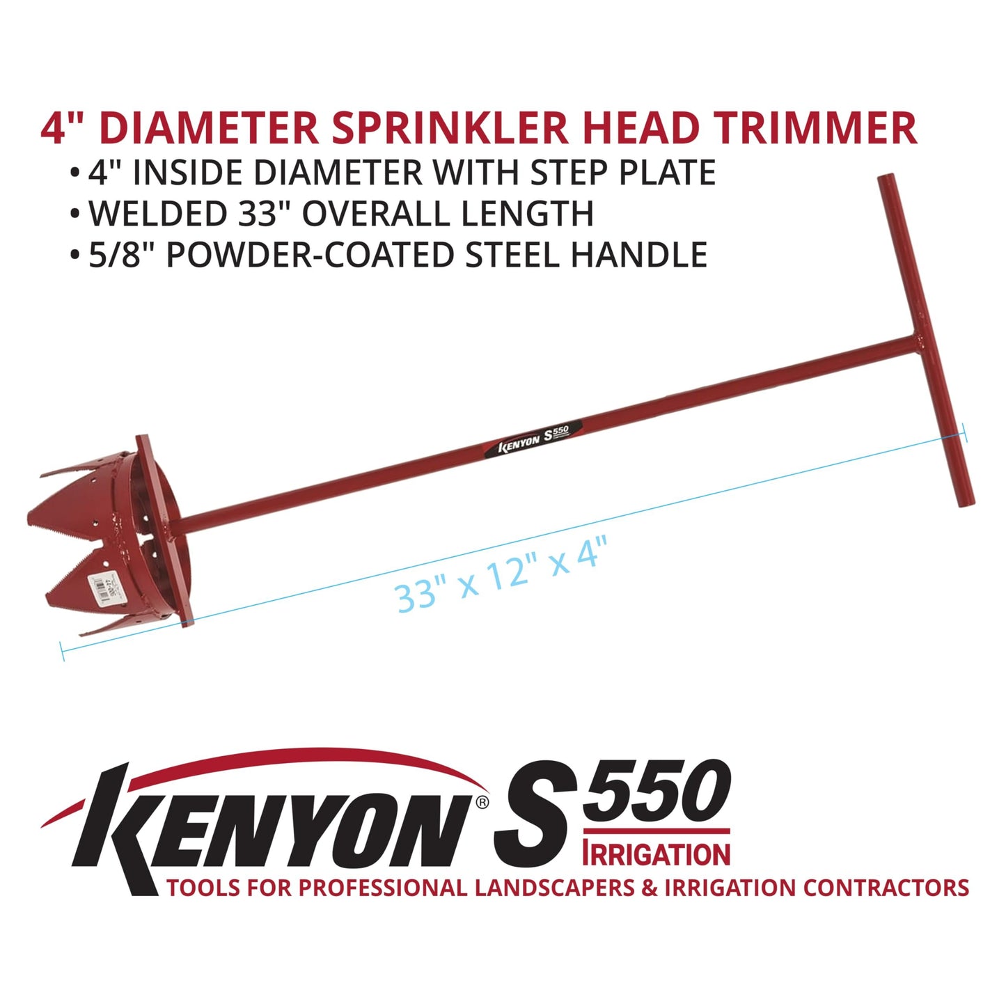 Kenyon 4" Diameter Sprinkler Head Trimmer, 5/8" Steel Rod Shaft, 85424