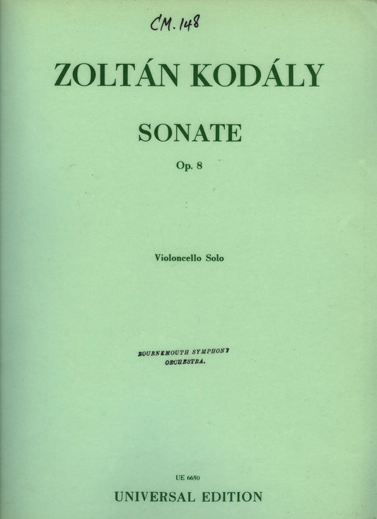 Kodály: Sonata for Solo Cello, Op. 8