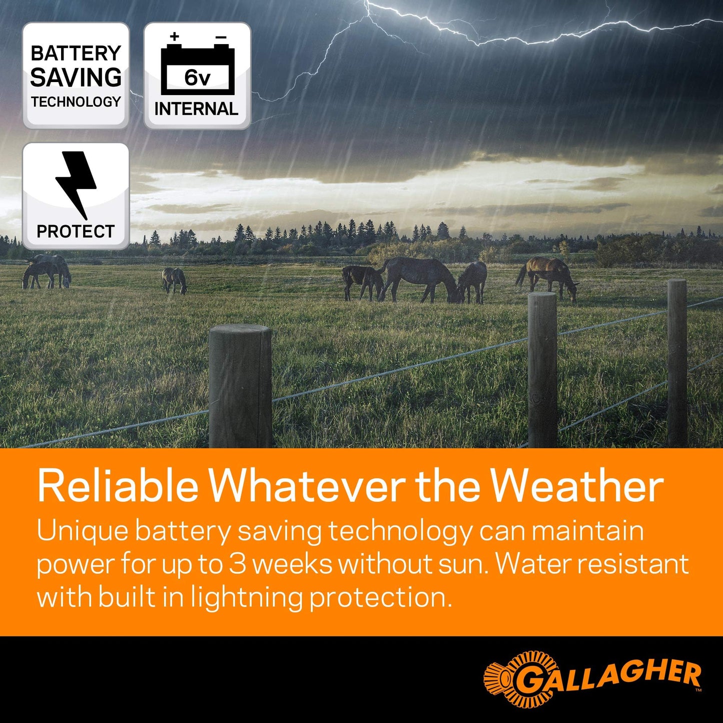 Gallagher S40 Solar Fence Charger | 0.4 Joules for Livestock, Poultry & Gardens | Powers 25 Miles Clean or 5 Miles Typical | Solar Energizer with Rechargeable Battery | Portable Off-Grid Fence Power