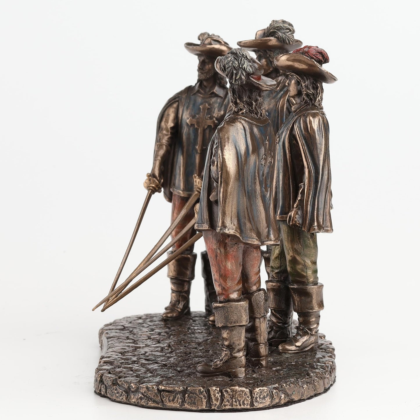 Veronese Design 7 7/8 Inch The Musketeers and D'artagnan All for One One for All Cold Cast Resin Bronze Finished Statue