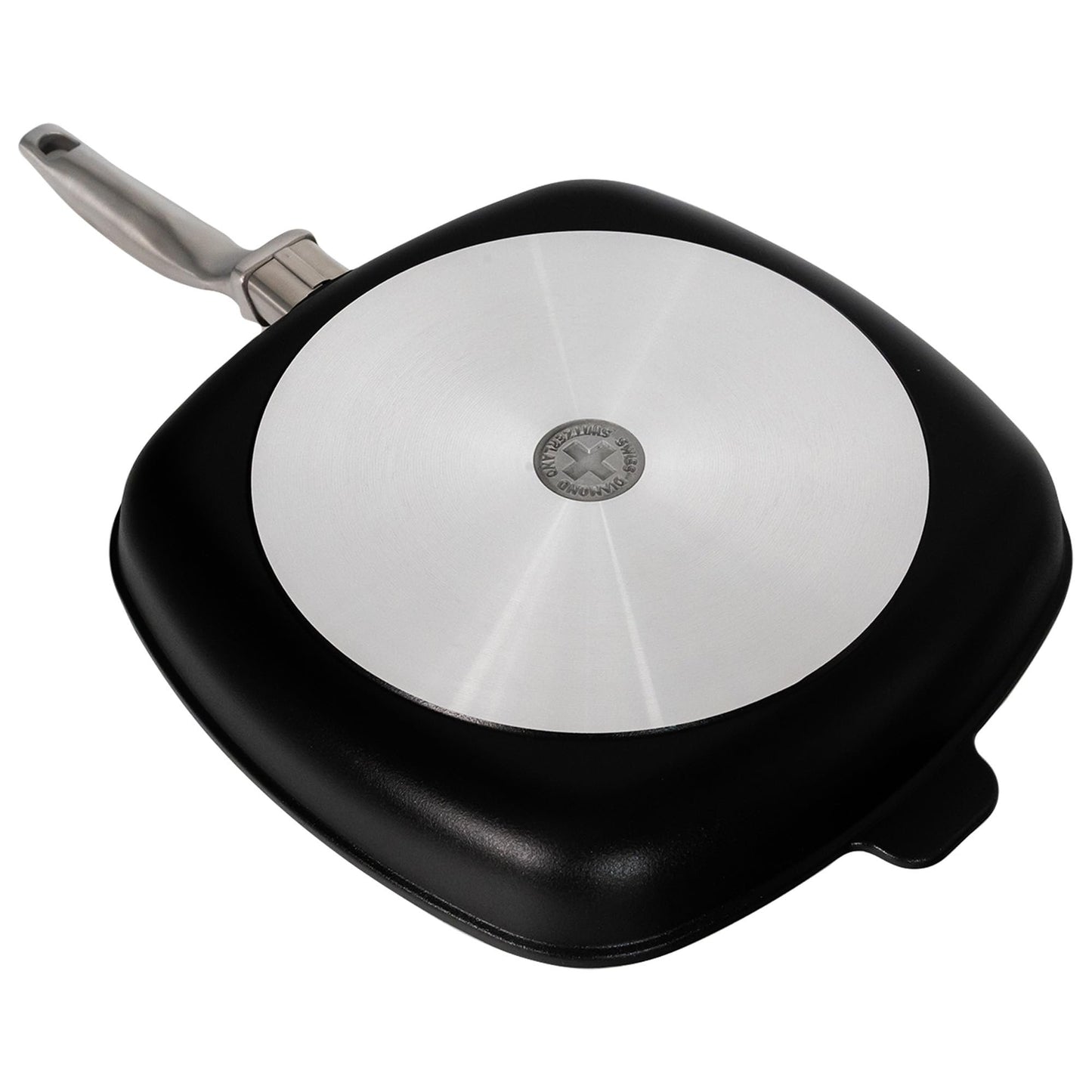 Swiss Diamond Nonstick Hybrid Ceramic and Diamond-Infused Square Grill Pan Dou Ceramic, Dishwasher & Oven Safe Up To 500 °F, 11 x 11-Inches