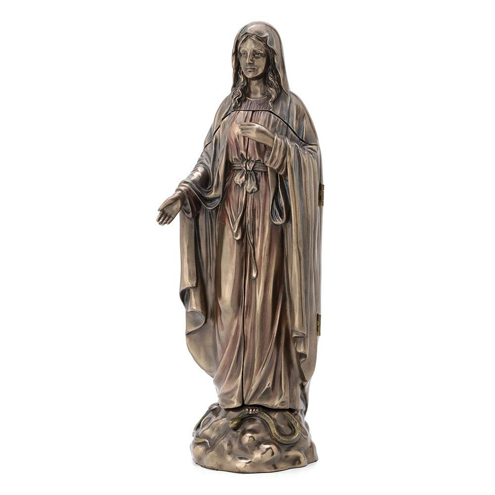 Veronese Design Lady of Grace Triptych Hinged Resin Sculpture Bronze Finish