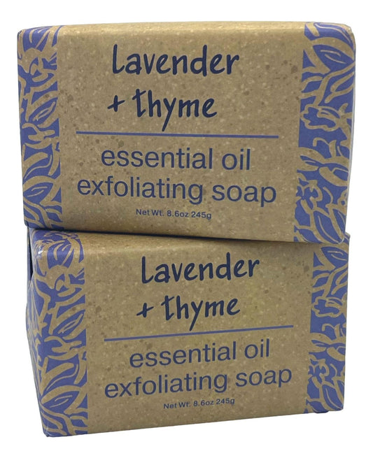 Greenwich Bay Trading Co, Lavender and Thyme Essential Oil Exfoliating Bath Bar Soap, Set of 2, 8.6 Ounces Each