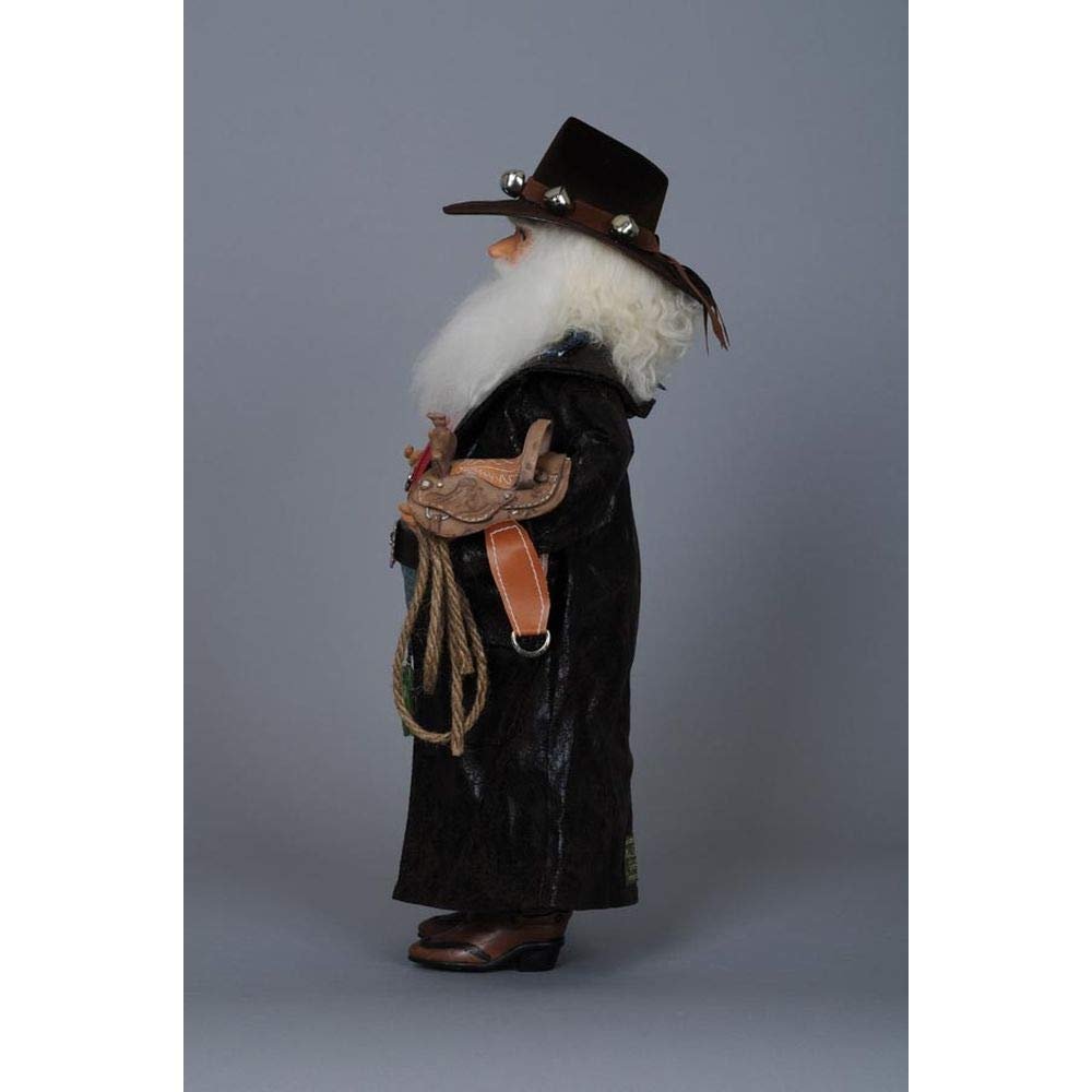 Karen Didion Originals Cowboy Santa Figurine, 17 Inches Black Polyresin