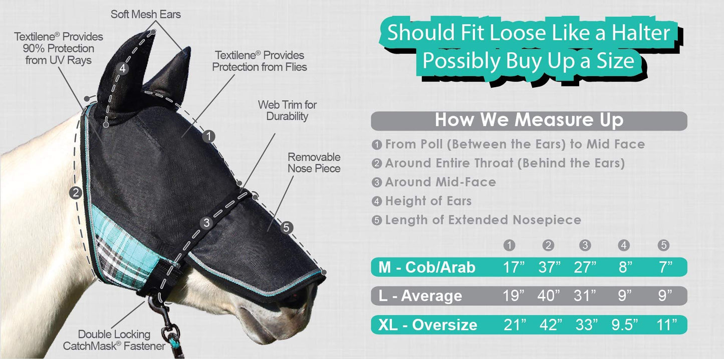 Kensington UViator CatchMask Horse Fly Mask with Web Trim UV Eye Protection Mask for Horse - XL, Kentucky Blue