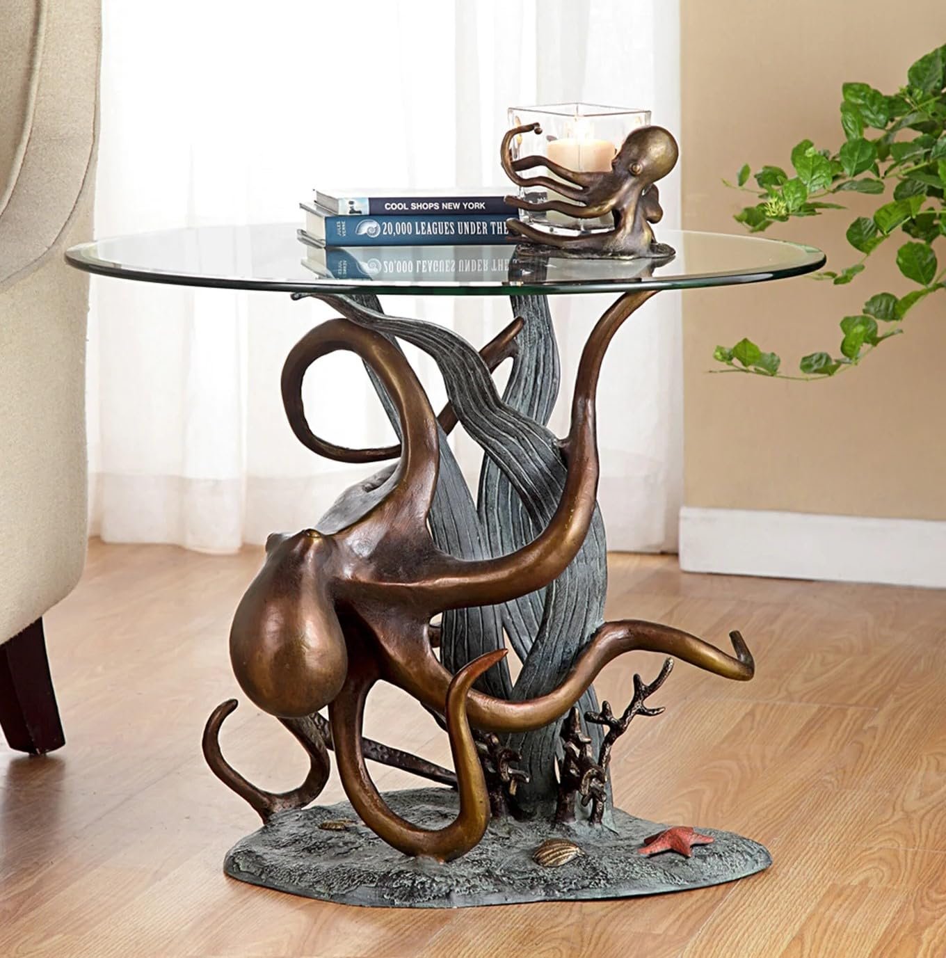 SPI Aluminum Octopus and Seagrass End Table