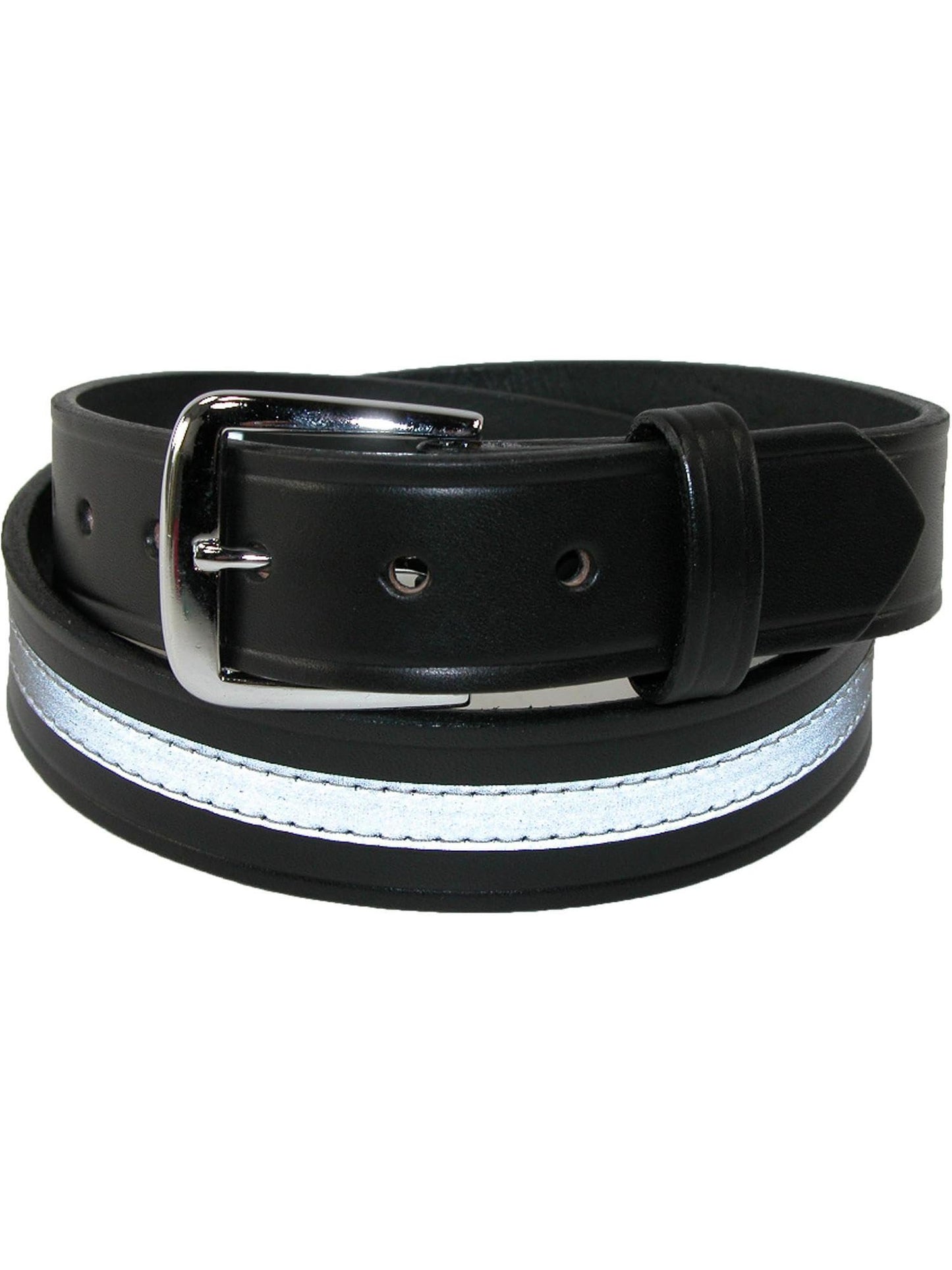 Boston Leather Men's Leather Work Belt with Reflective Safety Stripe, 34, Black