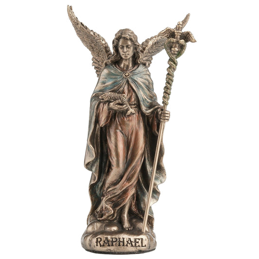 Veronese Design 4 Inch Raphael The Archangel of Healing Polystone Hand Painted Bronze Finish Collectible Figurine Home Decor