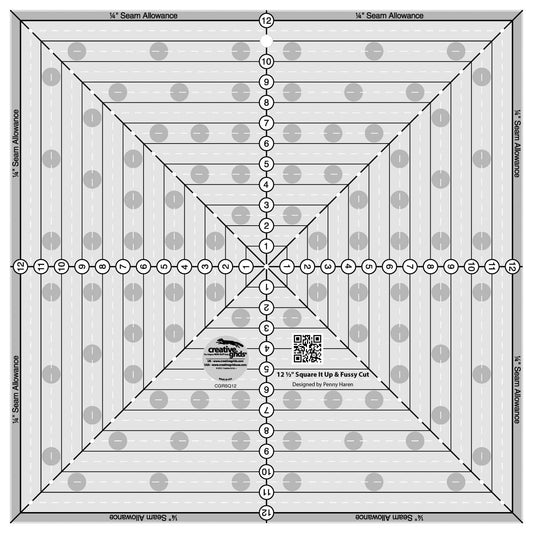 Creative Grids 12-1/2in Square It Up or Fussy Cut Square Quilt Ruler - CGRSQ12