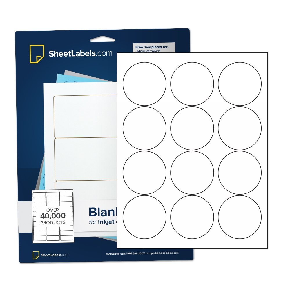 2.5" Round Labels, All Purpose White, Laser or Inkjet Printing