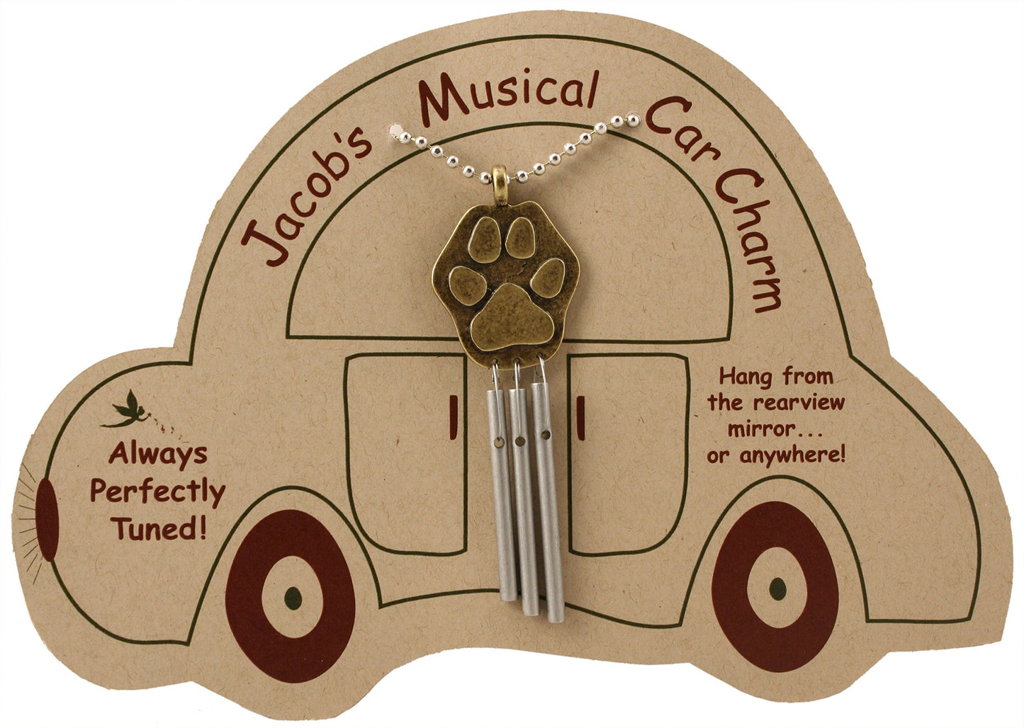 Jacob's Musical Car Charm, Paw Print, Mini Wind Chime