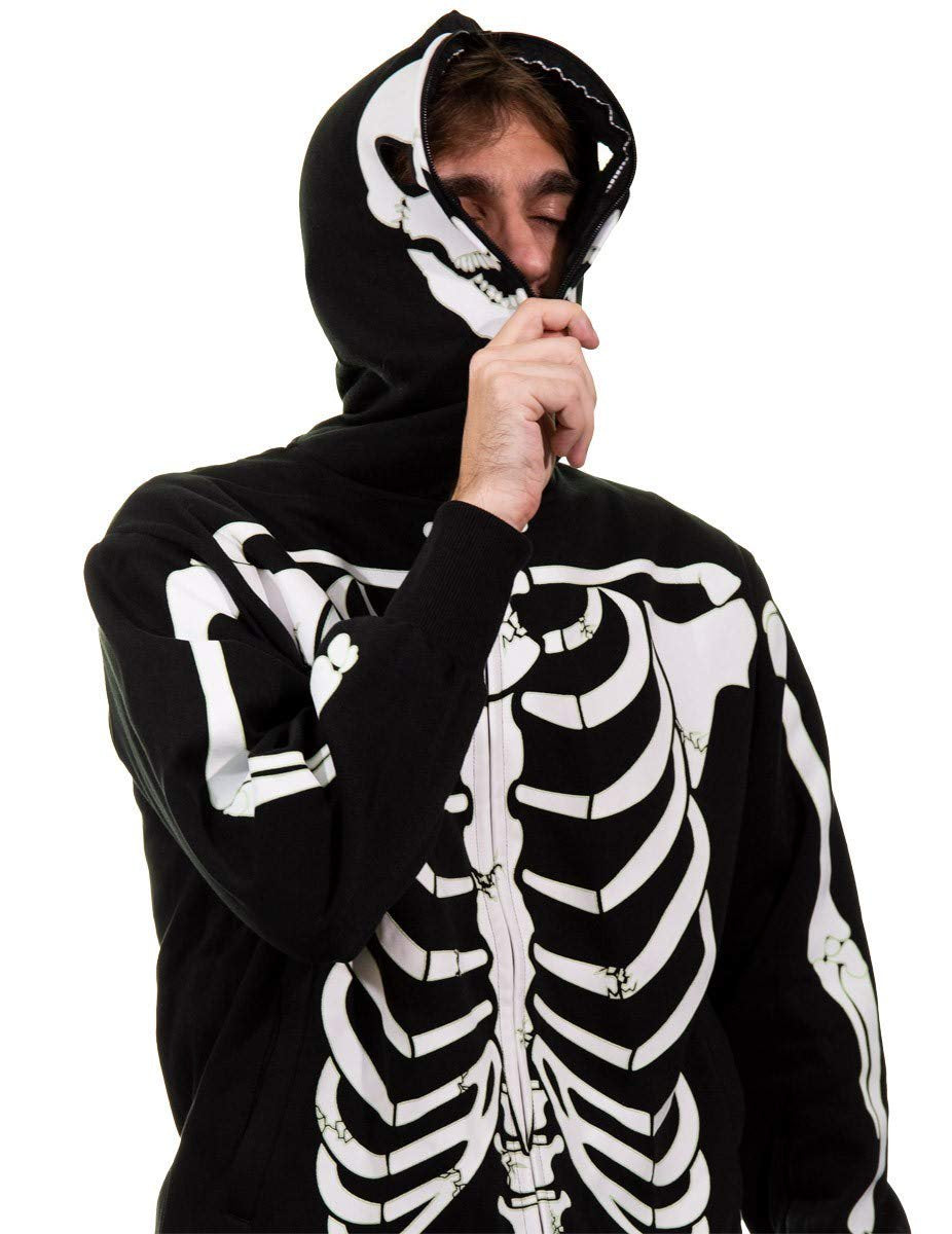 Calhoun Men's Glow in The Dark Skeleton Costume Zip Hoodie