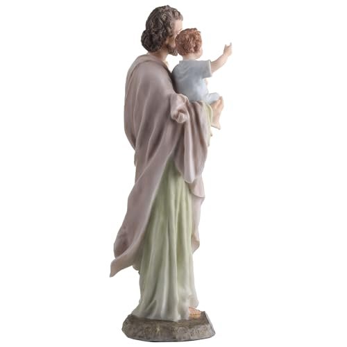 Veronese Design 8 1/4 Inch Saint Joseph Holding Baby Jesus Resin Sculpture Hand Painted Religious Decoration