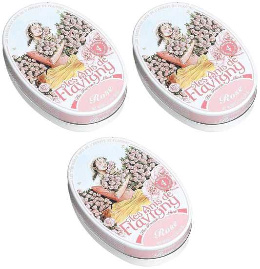 Les Anis de Flavigny French Mints Candy – Rose Flavor Hard Candy, Natural Gourmet Sweets in Classic Tin, 50g