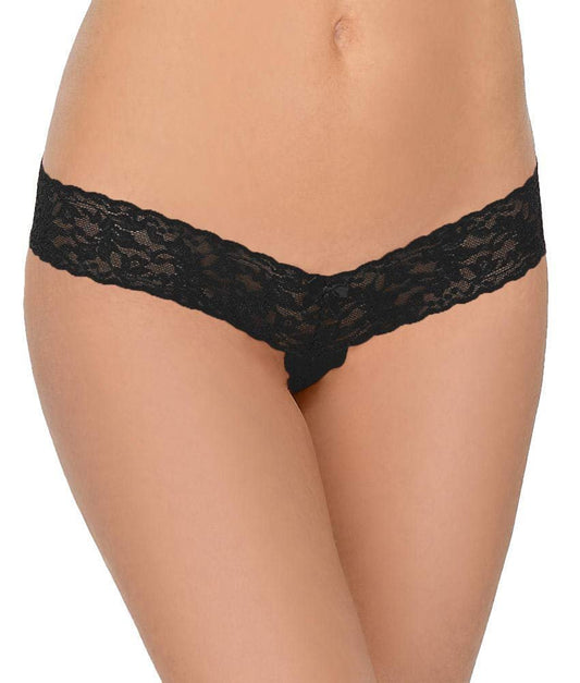 hanky panky, Signature Lace Crotchless Thong, Black, One Size (0-12)