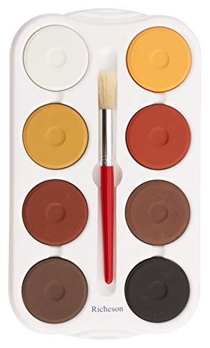 Jack Richeson Large Tempera Cakes with Tray, Assorted Multicultural Colors, Set of 8, 2-1/4 x 11/16 in