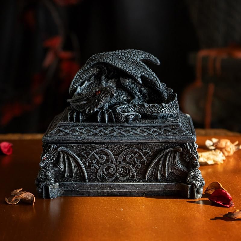 Pacific Giftware Celtic Dragon Jewelry Box – Mythical Winged Guardian Decorative Trinket Holder, Medieval Alchemy Design, Perfect for Dungeons & Dragons Collectibles, 5" L x 4.5" H