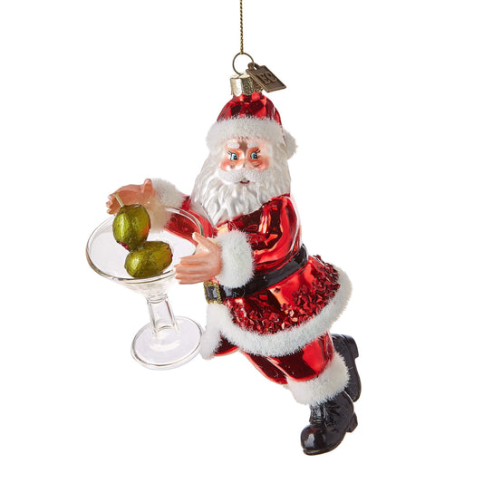 RAZ Imports 4153114 EC Santa with Just One Drink Ornament Multicolor