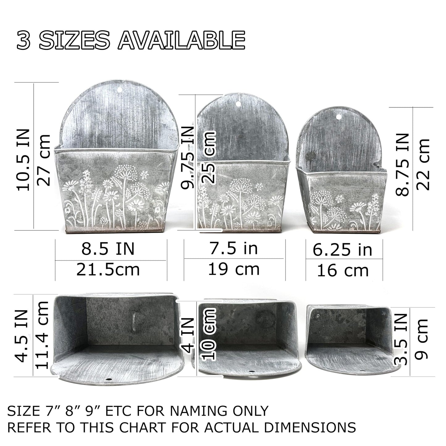 allgala Galvanized Planter Wall Mount Hanging Pot Indoor and Outdoor Decoration