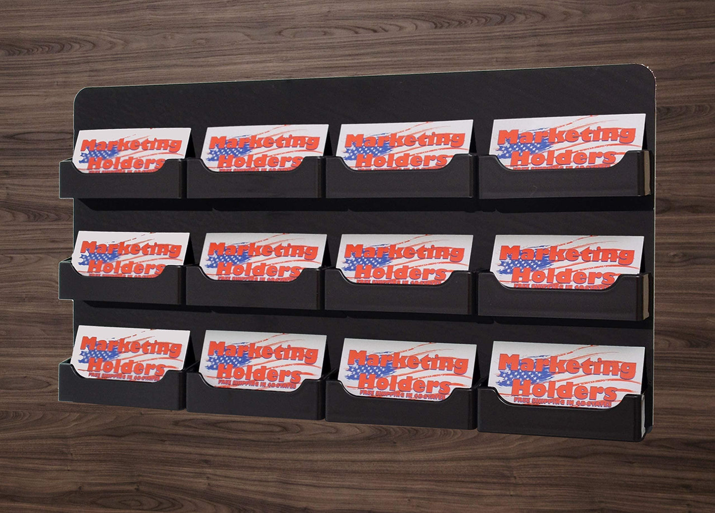 Marketing Holders Multi Pocket Premium Business Card Holder Acrylic Horizontal Wall Mount