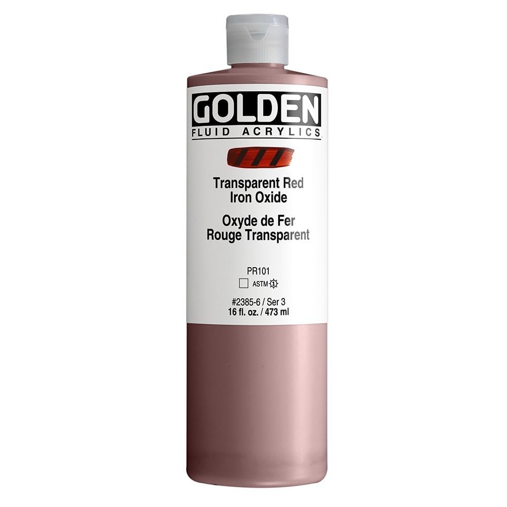 Golden Fluid Acrylics - Transparent Red Iron Oxide 16 oz Bottle